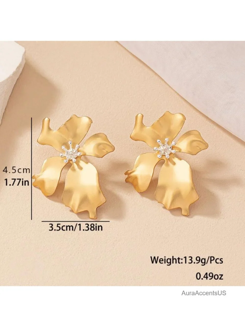 Large Petal Flower Earrings Gold Statement Earrings for Women Stylish Chunky